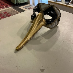 Scaramouche nose mask from the Commedia Dell Arte handmade with baroque decorations and trimmings