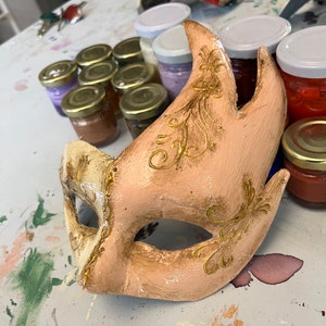 Colombina mask in hand made papier-mâché, venetian mask, halloween mask, venice mask, paper mache