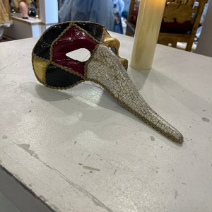 Venetian Scaramouche Nose Mask in Papier Mache from the Commedia Dell Arte Handmade
