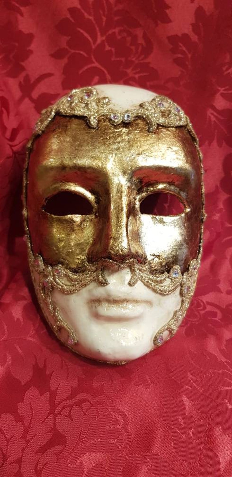 Eyes wide Shut face mask in macraché gold leaf and svarowsky Etsy