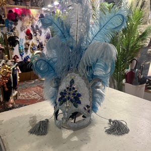 Colombina Original Venetian Mask Swan in papier-mâché, hand-decorated with feathers and crystals, hand made, paper mache mask, Venetian mask
