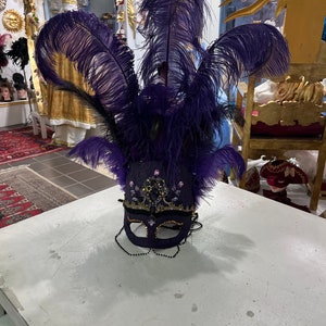 Masque colombina original vénitien cygne en papier mâché, décoré à la main avec des plumes et des cristaux, fabriqué à la main, masque en papier mâché, masque vénitien