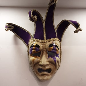 Tragic mask Comic mask, tragicomic mask made in Venice in papier-mâché, from the Commedia dell&#39;Arte