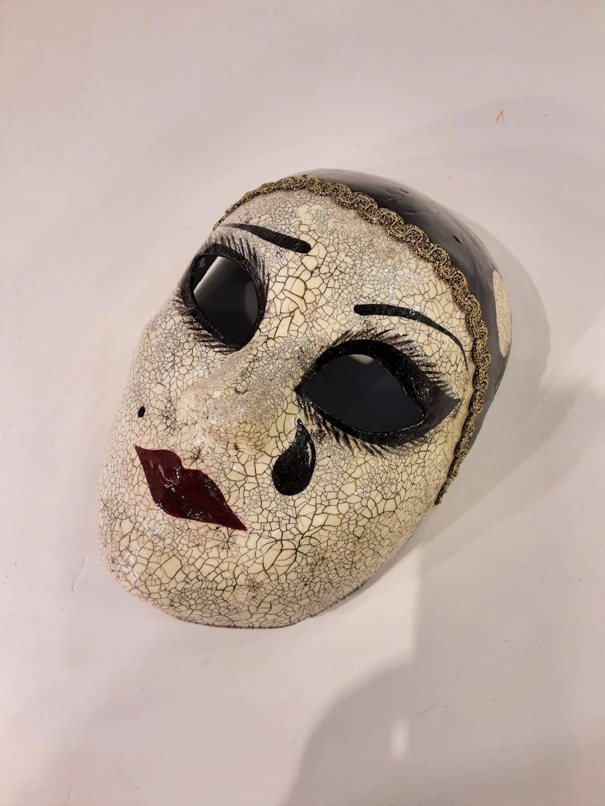 étnico coger un resfriado Abundancia Máscara veneciana original Pierrot en cintas de pesas hechas y - Etsy España