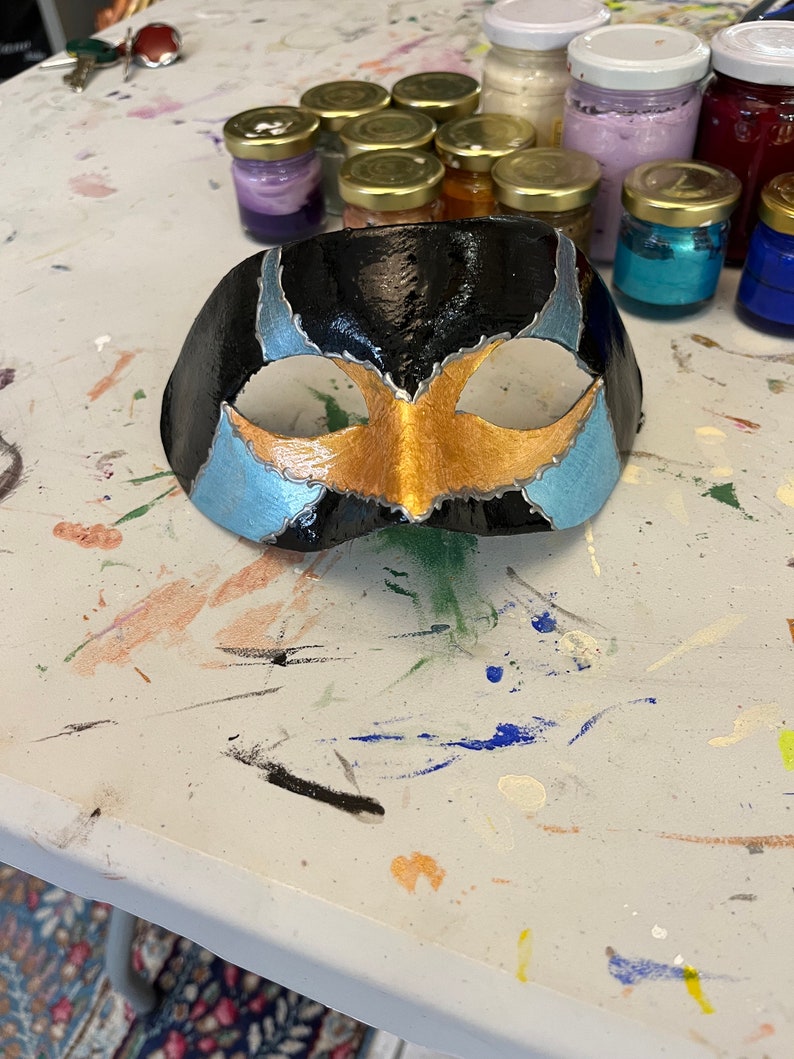Colombina mask in hand made papier-mâché, venetian mask, halloween mask, venice mask, paper mache image 3