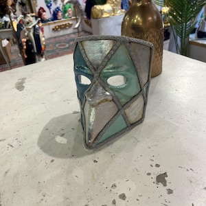 Venetian papier-mâché Bauta Casanova mask with gold leaf and baroque decorations