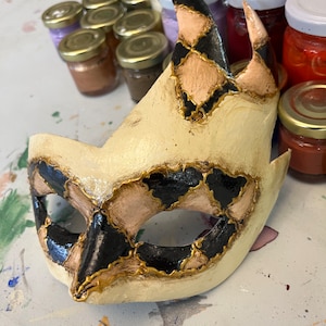Colombina mask in hand made papier-mâché, Venetian mask, Halloween mask, Venice mask, paper mache