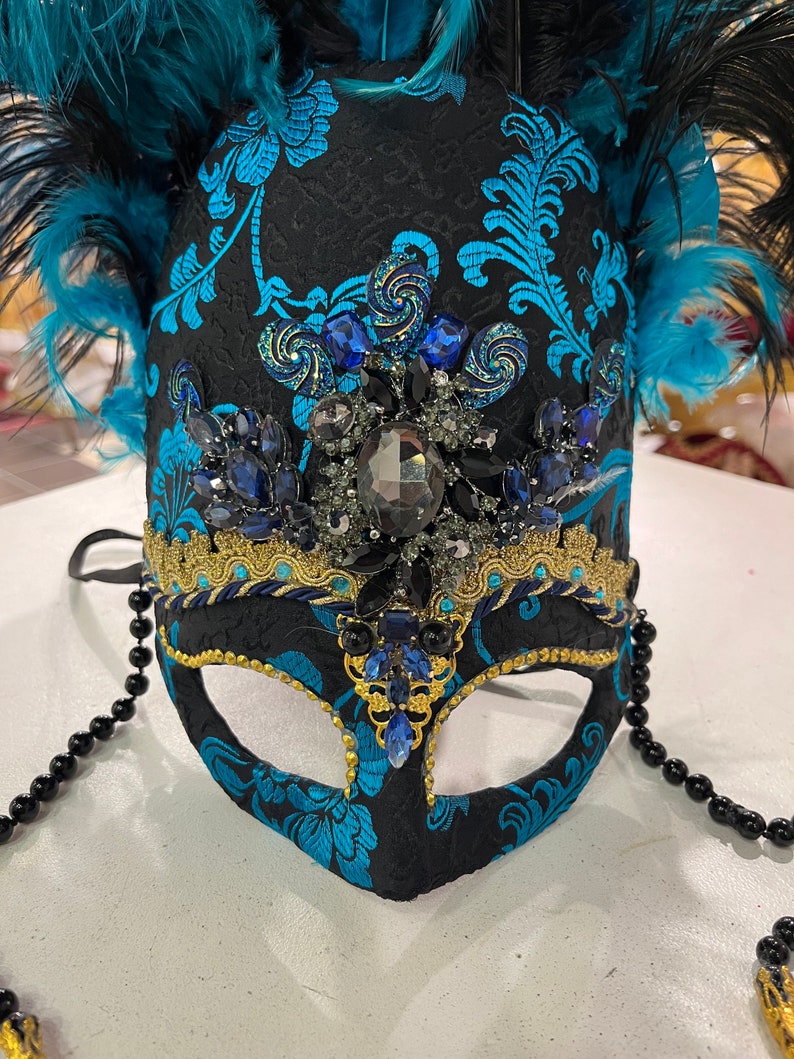 Colombina Original Venetian Swan mask in papier-mâché, hand decorated with feathers and crystals, hand made, paper mache mask, Venetian mask image 6