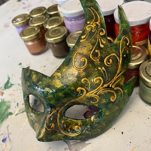 Colombina mask in hand made papier-mâché, Venetian mask, Halloween mask, Venice mask, paper mache