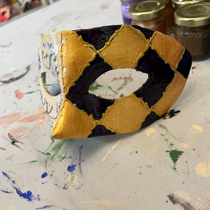 Colombina mask in hand made papier-mâché, venetian mask, halloween mask, venice mask, paper mache