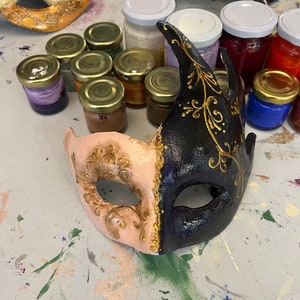 Colombina mask in hand made papier-mâché, venetian mask, halloween mask, venice mask, paper mache