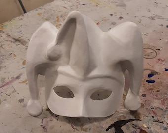 Jolly Colombina Weiße venezianische Maske zum Bemalen aus Pappmaché, Narrenmaske, venezianische Maske, Pappmaché, handgefertigt