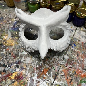 Owl Venetian mask Colombina Owl white to decorate in papier-mâché, venetian mask, paper mache, carnival mask