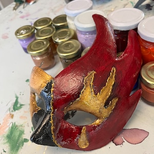 Colombina mask in hand made papier-mâché, Venetian mask, Halloween mask, Venice mask, paper mache