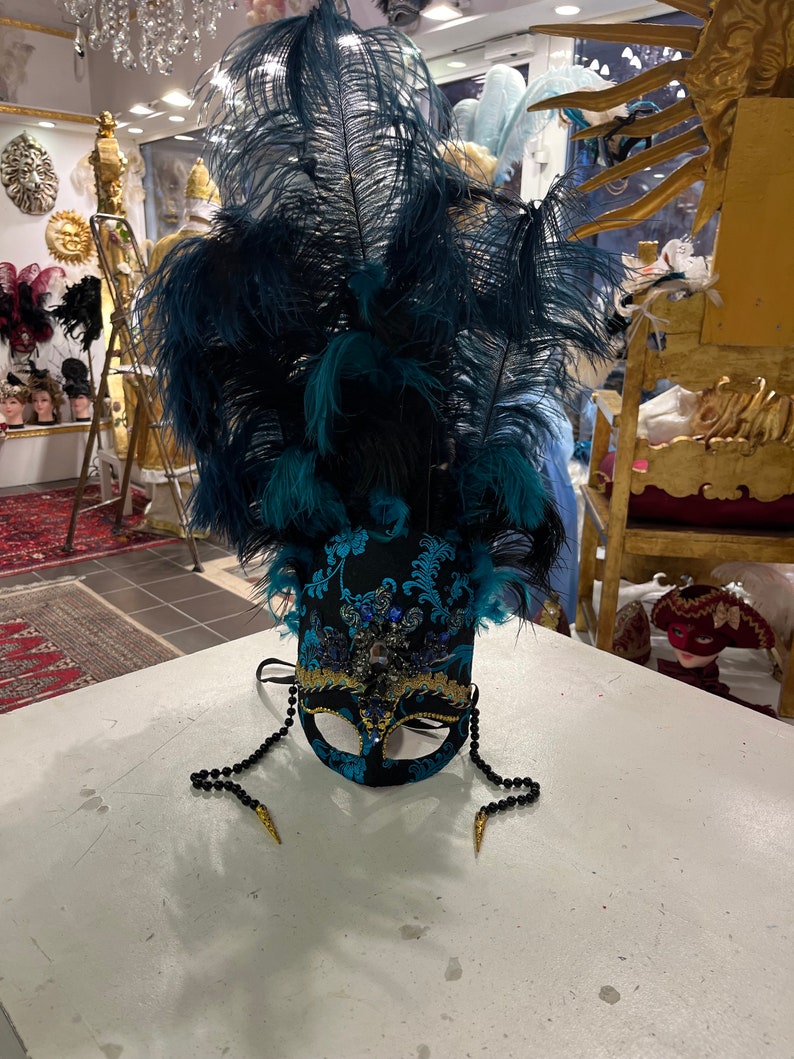 Colombina Original Venetian Swan mask in papier-mâché, hand decorated with feathers and crystals, hand made, paper mache mask, Venetian mask image 1