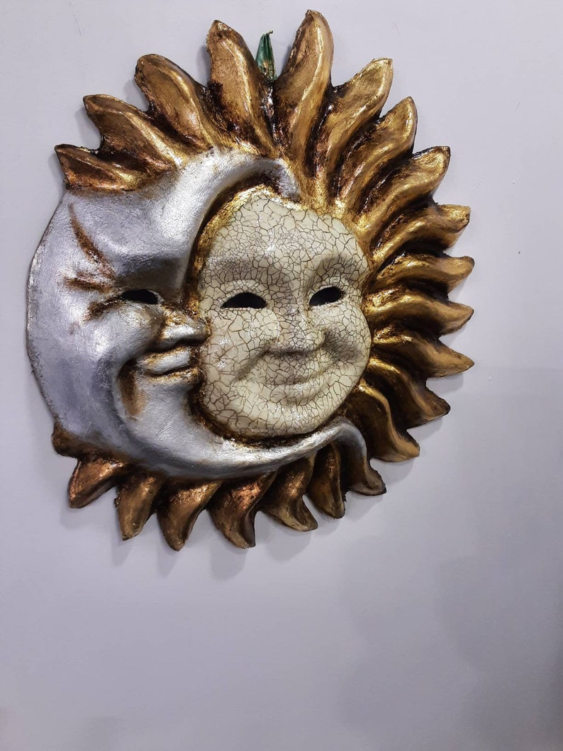 Sun Moon Papiermâché Mask Handmade Medium Size and Etsy