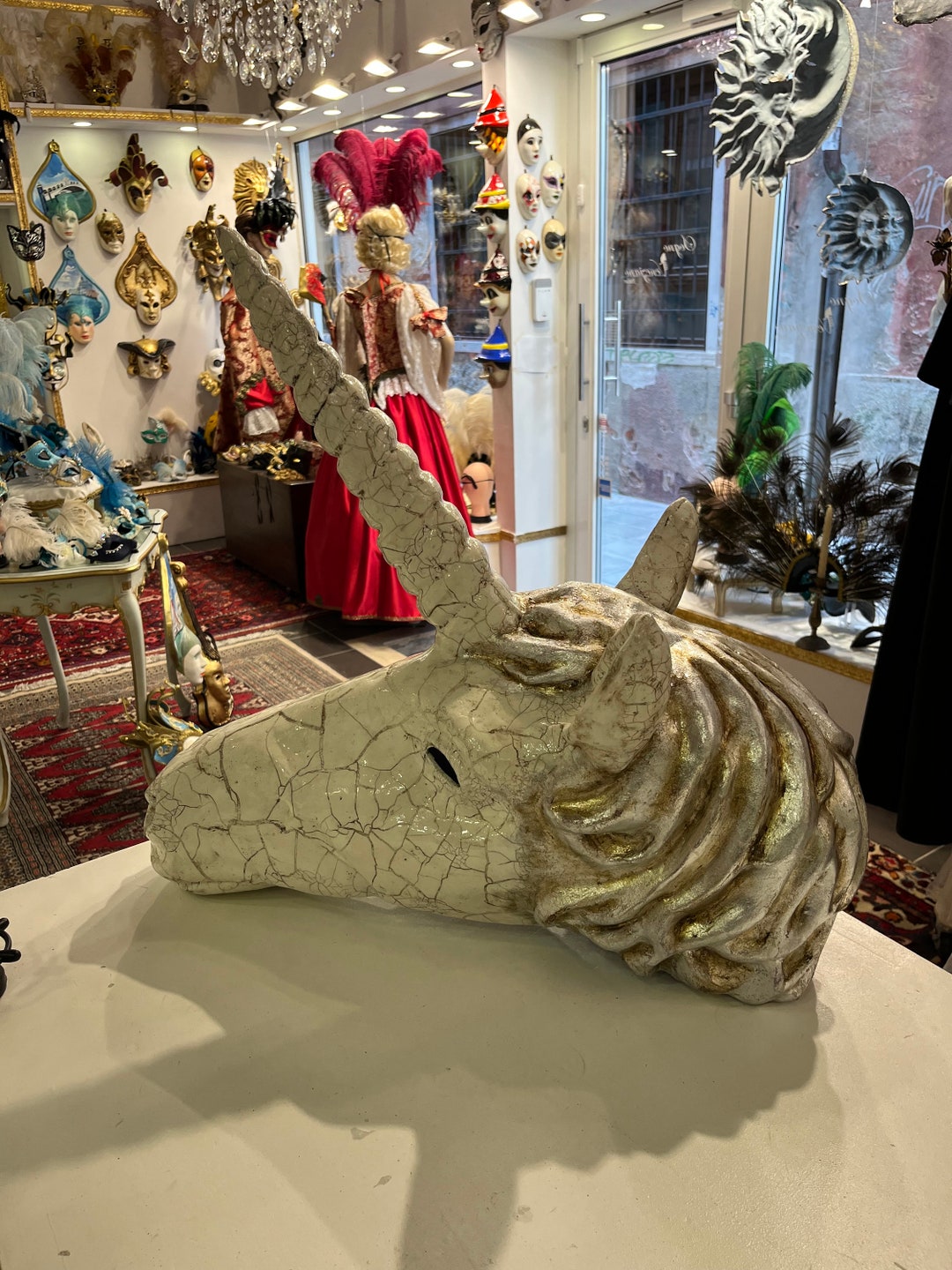 Unicorn Horse Unicorn Mask in Papiermâché, Handmade, Hand