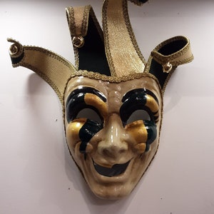 Tragic mask Comic mask, tragicomic mask made in Venice in papier-mâché, from the Commedia dell&#39;Arte