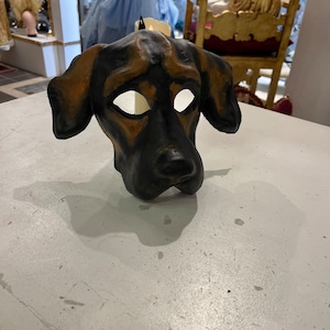 Venetian dog mask handmade in papier-mâché and hand painted, Halloween mask, venetian mask, papermache