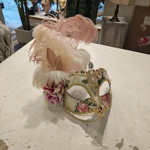 Colombina Original Venetian Mask Swan in papier-mâché, hand-decorated with feathers and crystals, hand made, paper mache mask, Venetian mask