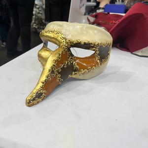 Pulcinella mask in papier-mâché nose of the Commedia Dell Arte handmade