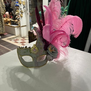 Colombina Original Venetian mask Paper mache Swan, hand decorated with feathers and crystals, hand made, paper mache mask, Venetian mask