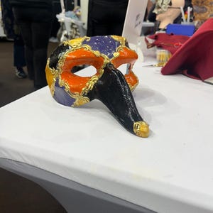 Pulcinella mask in papier-mâché nose of the Commedia Dell Arte handmade