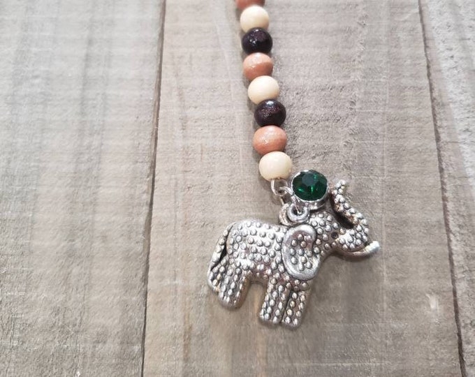 Beaded Mirror Charm, Elephant Rear View Mirror Charm, Mirror Decoration