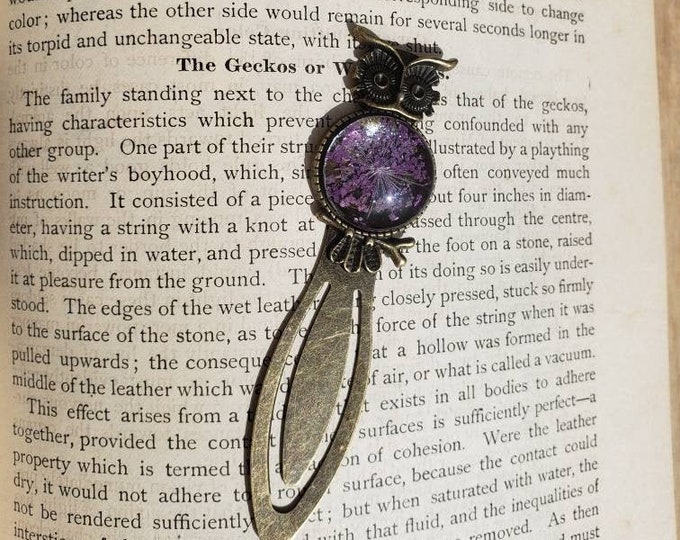 Antique Metal Bronze Bookmark, Owl Bookmark, Floral Bookmark