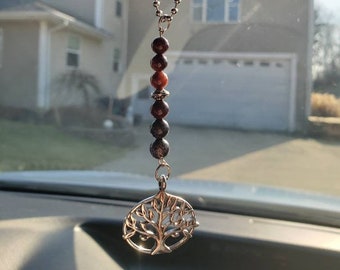 Beaded mirror charm, Tree Of Life  Rear View Mirror Charm,  Mirror Decoration, Window Ornament