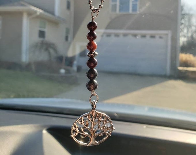 Beaded mirror charm, Tree Of Life  Rear View Mirror Charm,  Mirror Decoration, Window Ornament