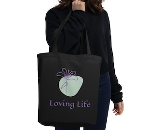 Trendy Loving Life Tote Bag, Grocery Bag, Echo Friendly Bag, Inspirational Purse,  Spiritual Tote, Christian Gift, Religious accessories