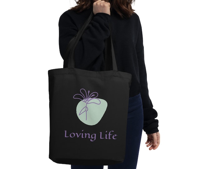 Trendy Loving Life Tote Bag, Grocery Bag, Echo Friendly Bag, Inspirational Purse,  Spiritual Tote, Christian Gift, Religious accessories