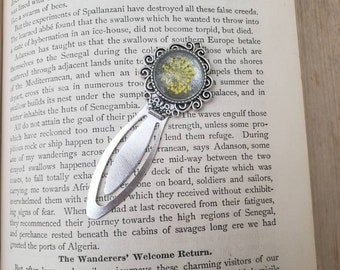 Antique Silver Bookmark with Yellow Flower