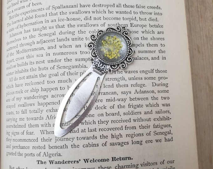 Antique Silver Bookmark with Yellow Flower