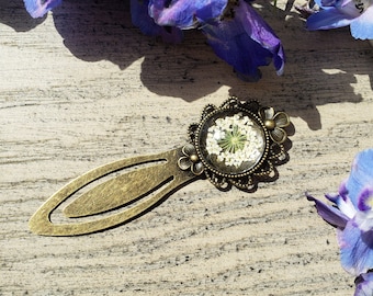 White Flower Antique Bronze Bookmark