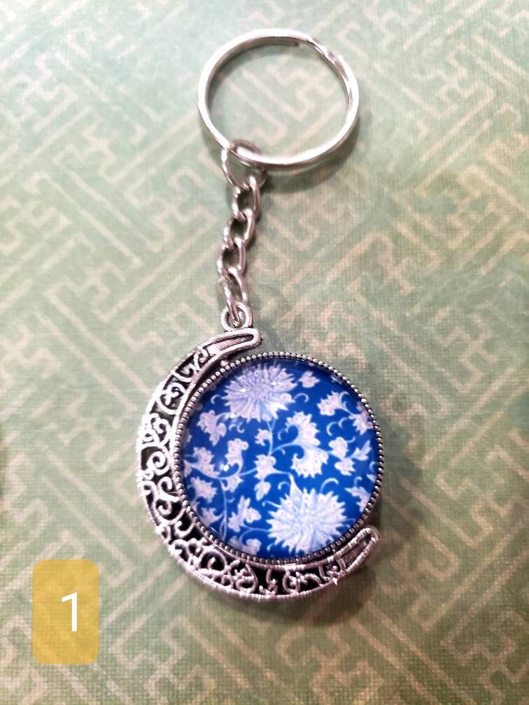 Moon Keychain,, Mosaic Colorful Keychains, Unique Gift