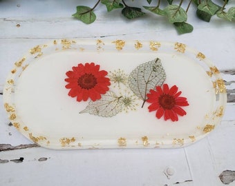 Resin Floral Jewelry Tray, Jewelry Dish, Organizer, Soap Tray