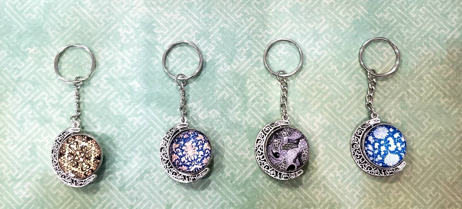 Moon Keychain,, Mosaic Colorful Keychains, Unique Gift