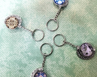 Moon Keychain,, Mosaic Colorful Keychains, Unique Gift