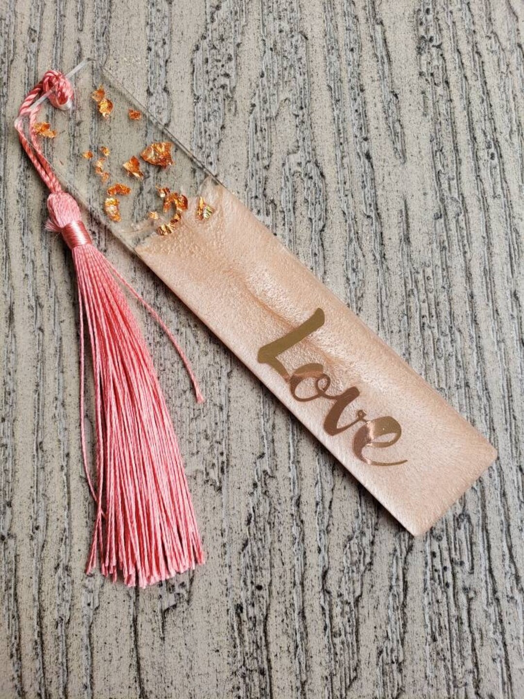 Rose Gold Resin Bookmark - Etsy