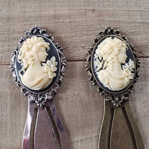 Antique Bronze Cameo Bookmark, Antique Silver Cameo Bookmark, Unique Bookmark