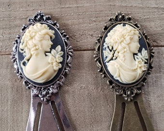 Antique Bronze Cameo Bookmark, Antique Silver Cameo Bookmark, Unique Bookmark