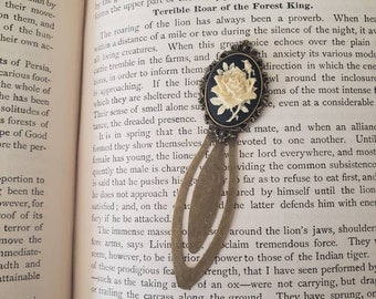 Antique Bronze Bookmark, Flower Cameo Bookmark, Unique Gift