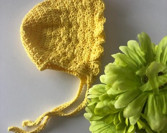 Crochet PATTERN- Shell Ruffle bonnet/ baby bonnet pattern (0-6, 6-12 months) size, sun bonnet, newborn photo prop, (English version)