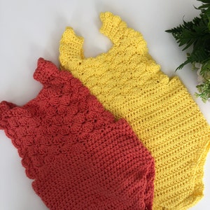 Crochet PATTERN - Shell Ruffle Romper / baby overalls/ romper pattern (3-6, 6-9, 9-12 months sizes), English version image 5