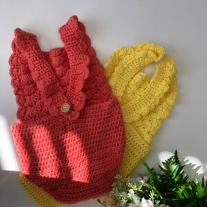 Crochet PATTERN - Shell Ruffle Romper / baby overalls/ romper pattern (3-6, 6-9, 9-12 months sizes), English version image 3