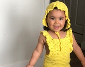 Crochet PATTERN - Shell Ruffle Romper / baby overalls/ romper pattern (3-6, 6-9, 9-12 months sizes), English version