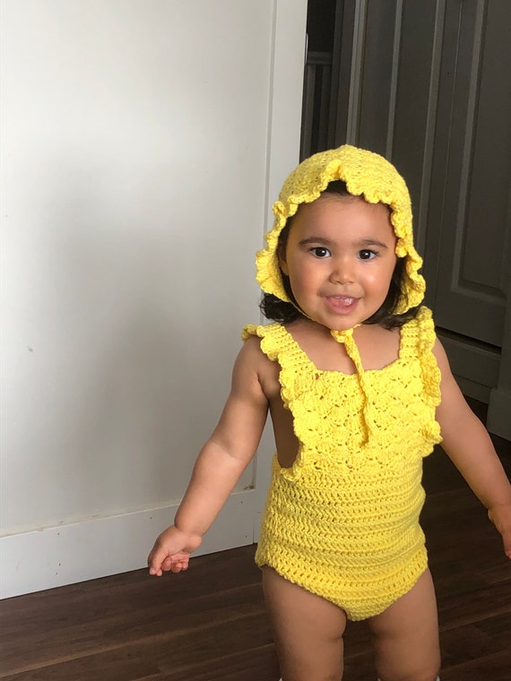 Crochet PATTERN - Shell Ruffle Romper / baby overalls/ romper pattern (3-6, 6-9, 9-12 months sizes), English version