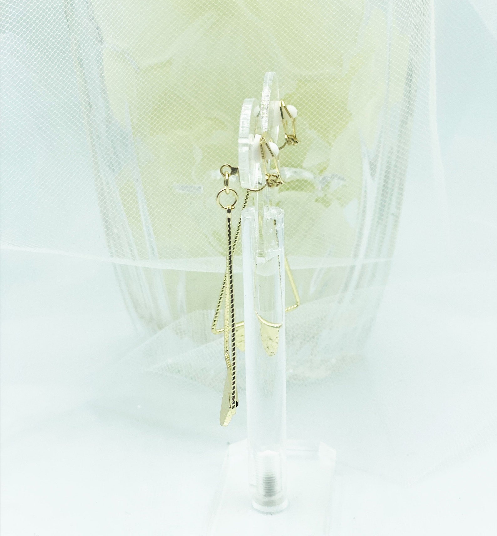 Clip on 2 3/4 Long Gold Sparkle Dangle Earrings Etsy